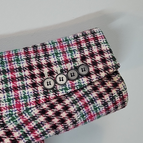 Talbots Wool Blend Pink Green Plaid blazer - Picture 7 of 9
